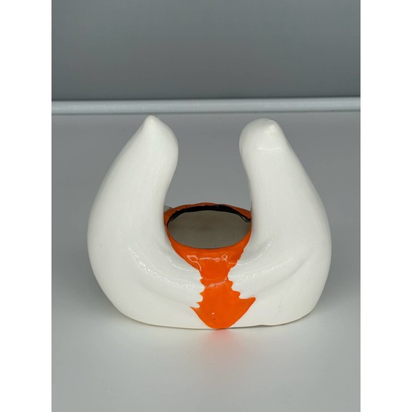 Vintage Halloween Ceramic Ghosts Holding Jack O Lantern Votive Candle Holder - Picture 3 of 14